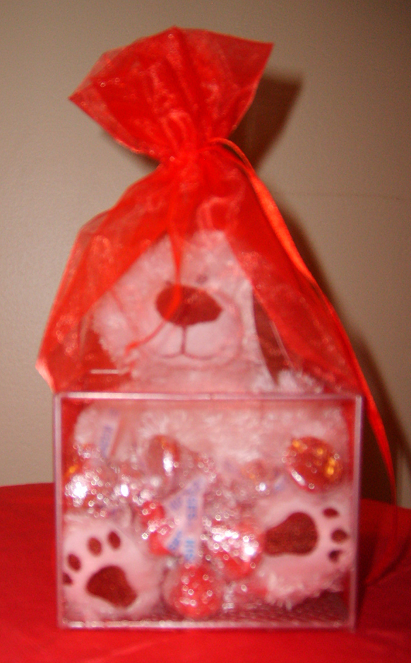stuffed bear with chocoates